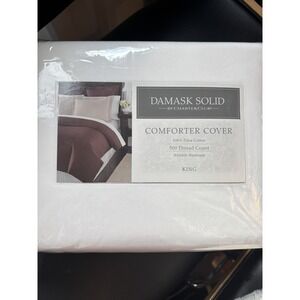 CHARTER CLUB KING LUXURY COMFORTER DUVET COVER 100% COTTON 500TC White NEW